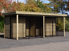 Hondenkennel COMPART met 2 nachthokken 566x240x222cm