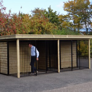 Hondenkennel COMPART met 2 nachthokken 566x240x222cm