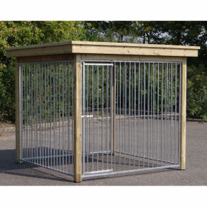 Hondenkennel FLINQ met houtkader en luxe dak 253x240x209cm