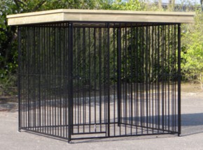 Hondenkennel FLINQ Zwart met dak Luxe - vuren hout 234x224cm