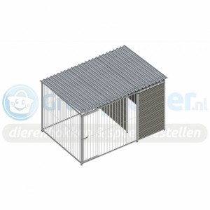 Kunststof hondenkennel FIX met dak 3x2m