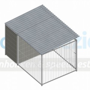 Kunststof hondenkennel FIX met dak 3x2m