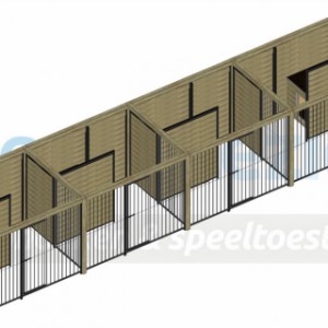 Bovenaanzicht kennel Compart 4, 10x2m