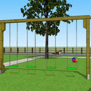Houten schommel met 4 zitjes