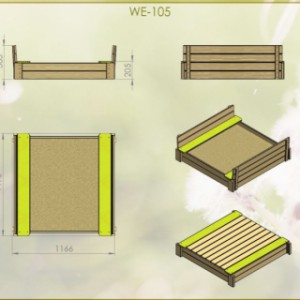 Afmetingen houten zandbak Deluxe P1