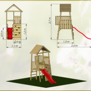 Afmetingen speeltoren Junior Activity Tower met glijbaan