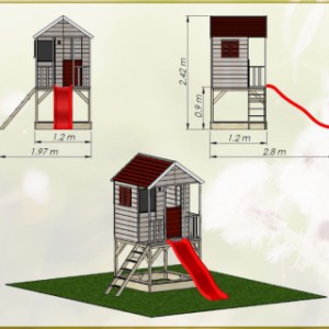 Afmetingen speelhuis Summer Adventure House met glijbaan en zandbak