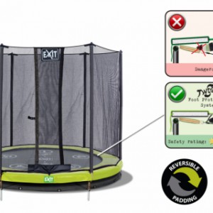 Trampoline EXIT Twist Ground - met veiligheidsnet groen - grijs Ø183cm