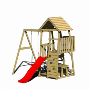 Schets speeltoestel Junior Activity Tower met toebehoren