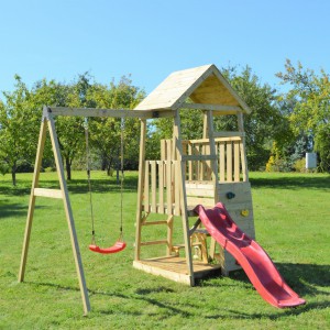 Speeltoestel Junior Activity Tower met glijbaan, schommel, picknickset en zandbak