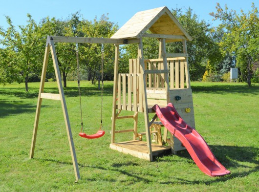 Speeltoestel Junior Activity Tower met glijbaan, schommel, picknickset en zandbak