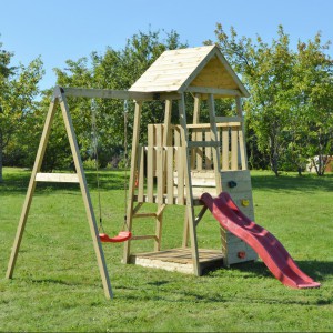 Speeltoestel Junior Activity Tower met glijbaan, schommel en zandbak