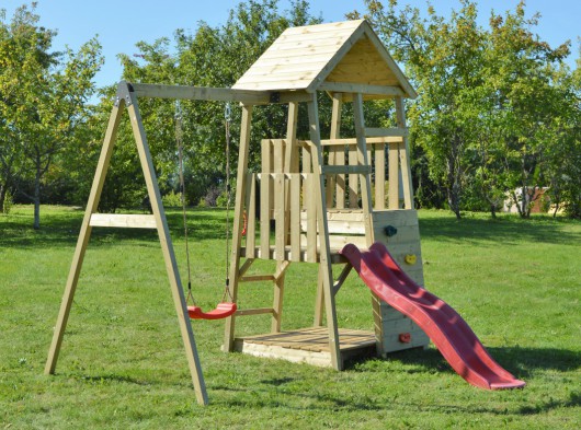 Speeltoestel Junior Activity Tower met glijbaan, schommel en zandbak