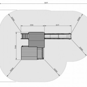 Bovenaanzicht speeltoren Palazzo met glijbaan