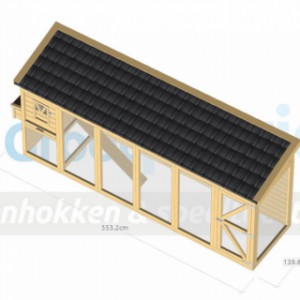 Kippenhok Flex 6.1+ met legnest en zwart geglazuurde dakpannen