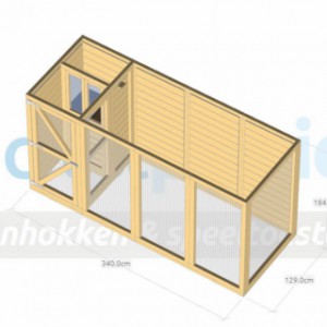 Voliere Flex 4.1+ met sluis, nachthokken en berging 347x132x201cm