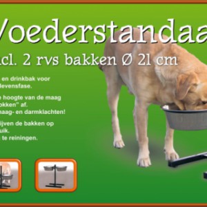 H-standaard hamerslag met RVS voerbakken Ø21cm