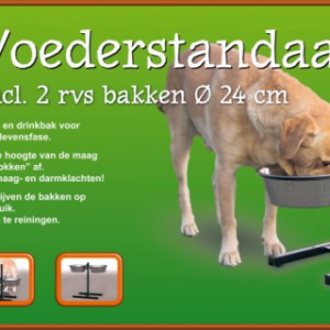 H-standaard hamerslag met RVS voerbakken Ø24cm