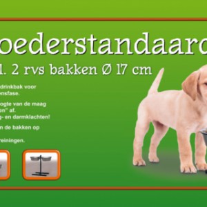 H-standaard hamerslag met RVS voerbakken Ø17cm