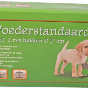 H-standaard hamerslag met RVS voerbakken Ø17cm