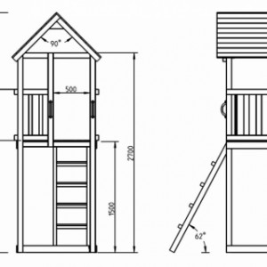 Afmetingen Blue Rabbit speeltoren Kiosk hoog