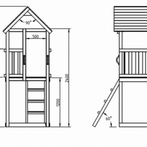 Zij aanzicht van speeltoren Kiosk Laag