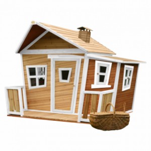 Speelhuis Lisa | Bruin-wit | houten speelhuis voor in de tuin