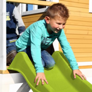 Speelhuis Sarah | Bruin-wit | groot houten speelhuis met glijbaan