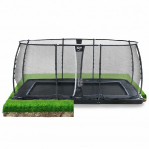 Trampoline EXIT Dynamic Groundlevel met veiligheidsnet 519x305cm