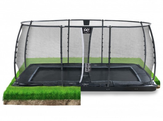 Trampoline EXIT Dynamic Groundlevel met veiligheidsnet 519x305cm