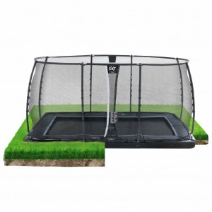 Trampoline EXIT Dynamic Groundlevel met veiligheidsnet 427x244cm