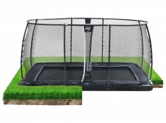 Trampoline EXIT Dynamic Groundlevel met veiligheidsnet 427x244cm