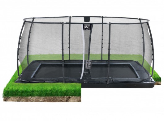 Trampoline EXIT Dynamic Groundlevel met veiligheidsnet 458x275cm