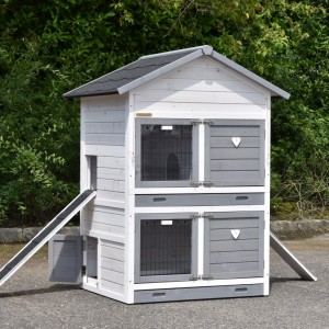 SHOWMODEL - konijnenhok - kippenhok Double Medium White-grey 109x90x143cm