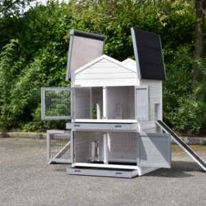 SHOWMODEL - konijnenhok - kippenhok Double Medium White-grey 109x90x143cm
