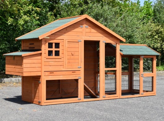 Konijnenhok Holiday Medium met nestkast en extra uitloopren 304x88x151cm