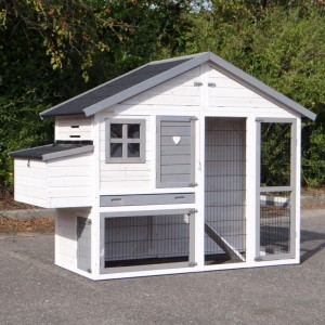Konijnenhok Holiday Medium white-grey met nestkast 209x88x151cm