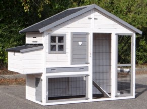 Konijnenhok Holiday Medium white-grey met nestkast 209x88x151cm