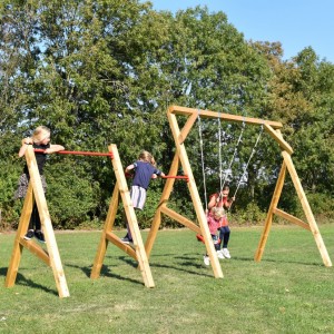 Schommel Sky laag met dubbel duikelrek van geïmpregneerd vurenhout 508x147x227cm