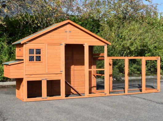 Konijnenhok Holiday Large met nestkast en extra ren 438x93x195cm