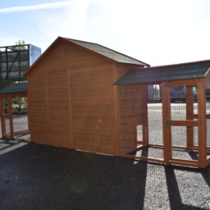 Het kippenhok Holiday Large heeft een houten achterwand