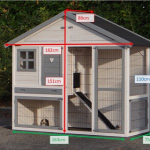 Verschillende afmetingen van het konijnenhok Holiday Medium