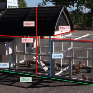 Afmetingen Konijnenhok Kathedraal XL met aanbouwren