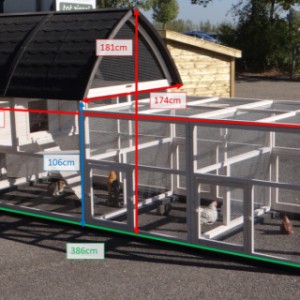 Afmetingen Konijnenhok Kathedraal XL met aanbouwrennen