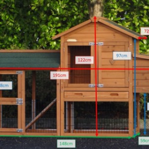 Afmetingen Kippenhok Prestige Small met ren en legnest