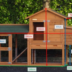 Verschillende afmetingen van het kippenhok Prestige Small