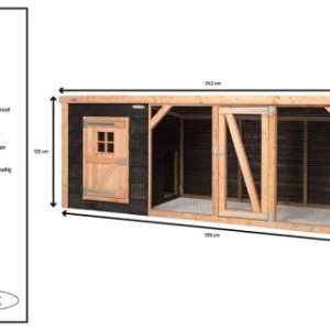 Kippenhok Milan XL Voldux 342x130x132cm