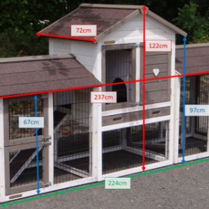 Verschillende afmetingen van het konijnenhok Prestige Small