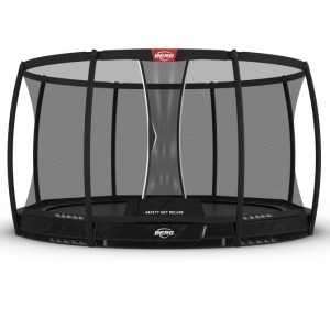 Trampoline BERG Champion 380 safety InGround Zwart - met veiligheidsnet Deluxe Ø380cm