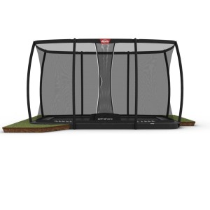 Trampoline BERG Ultim Champion Flatground Grijs - met veiligheidsnet DLX XL 410x250cm